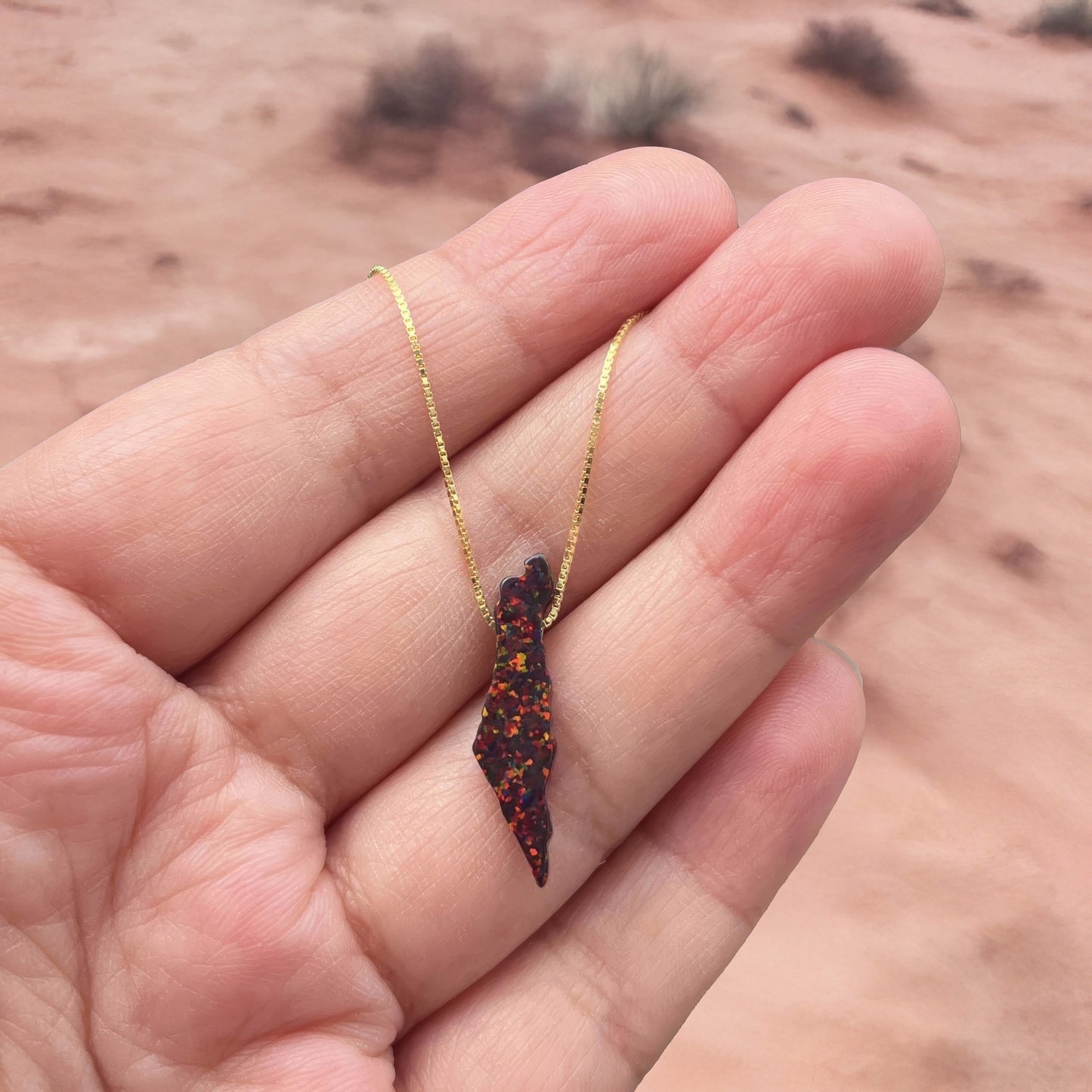 Opal Palestine Necklace on 925 Silver Chain
