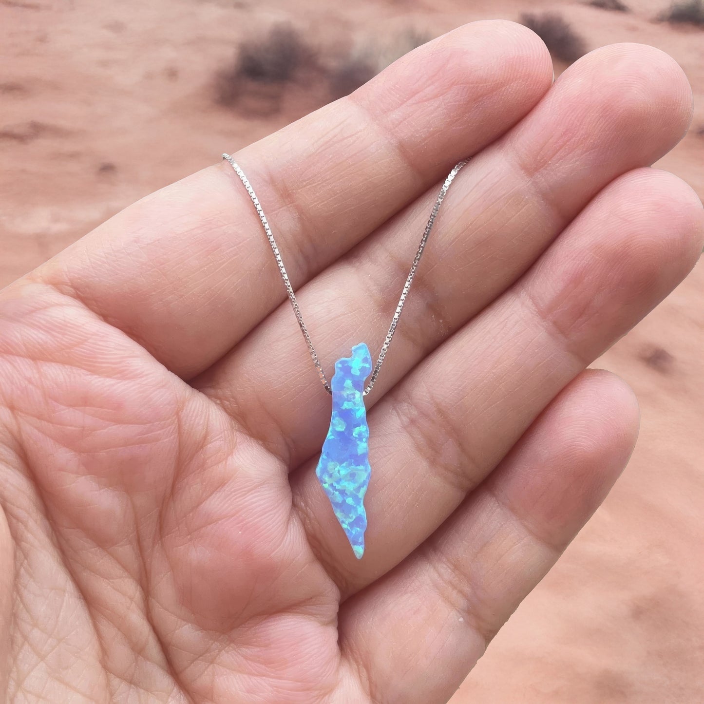 Opal Palestine Necklace on 925 Silver Chain