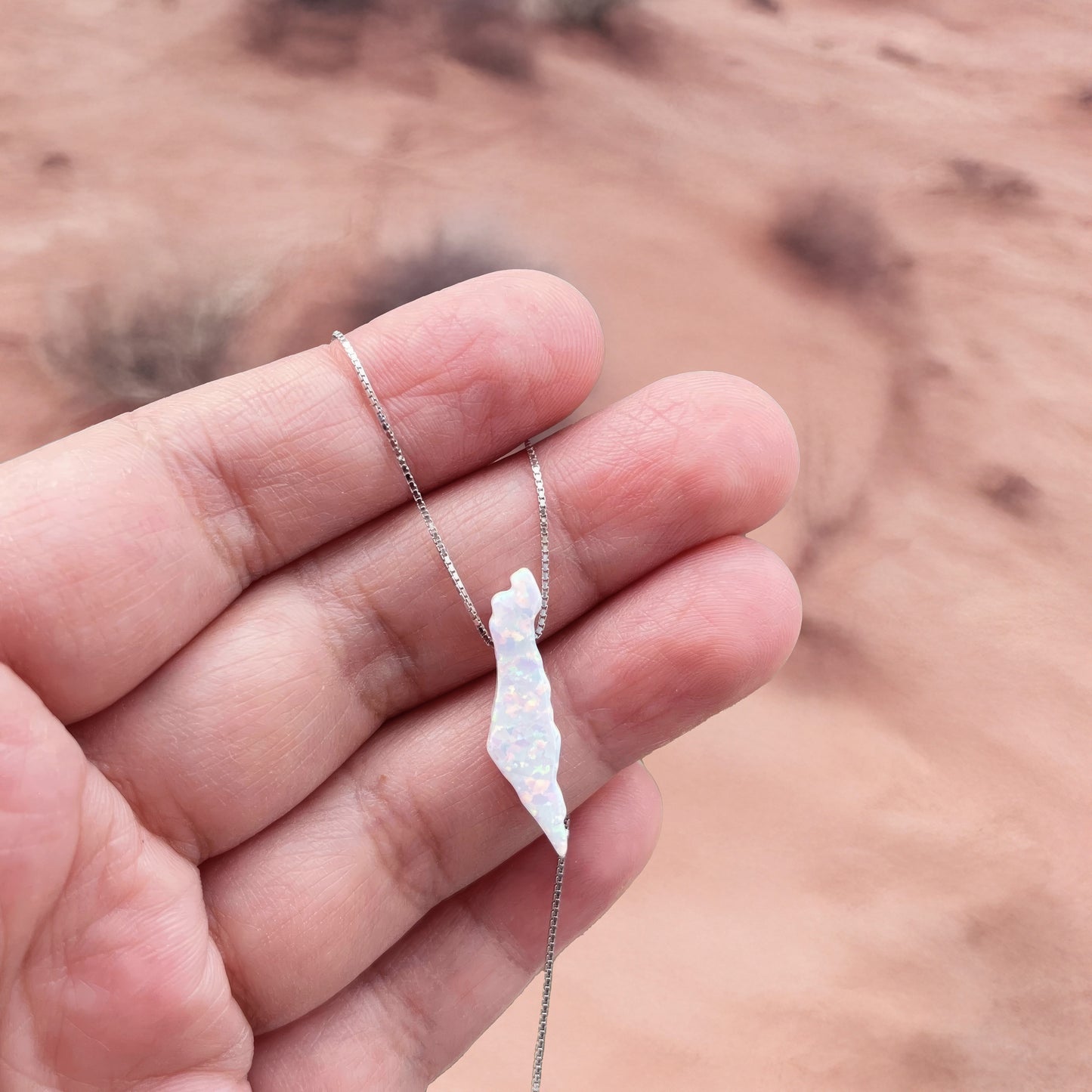 Opal Palestine Necklace on 925 Silver Chain