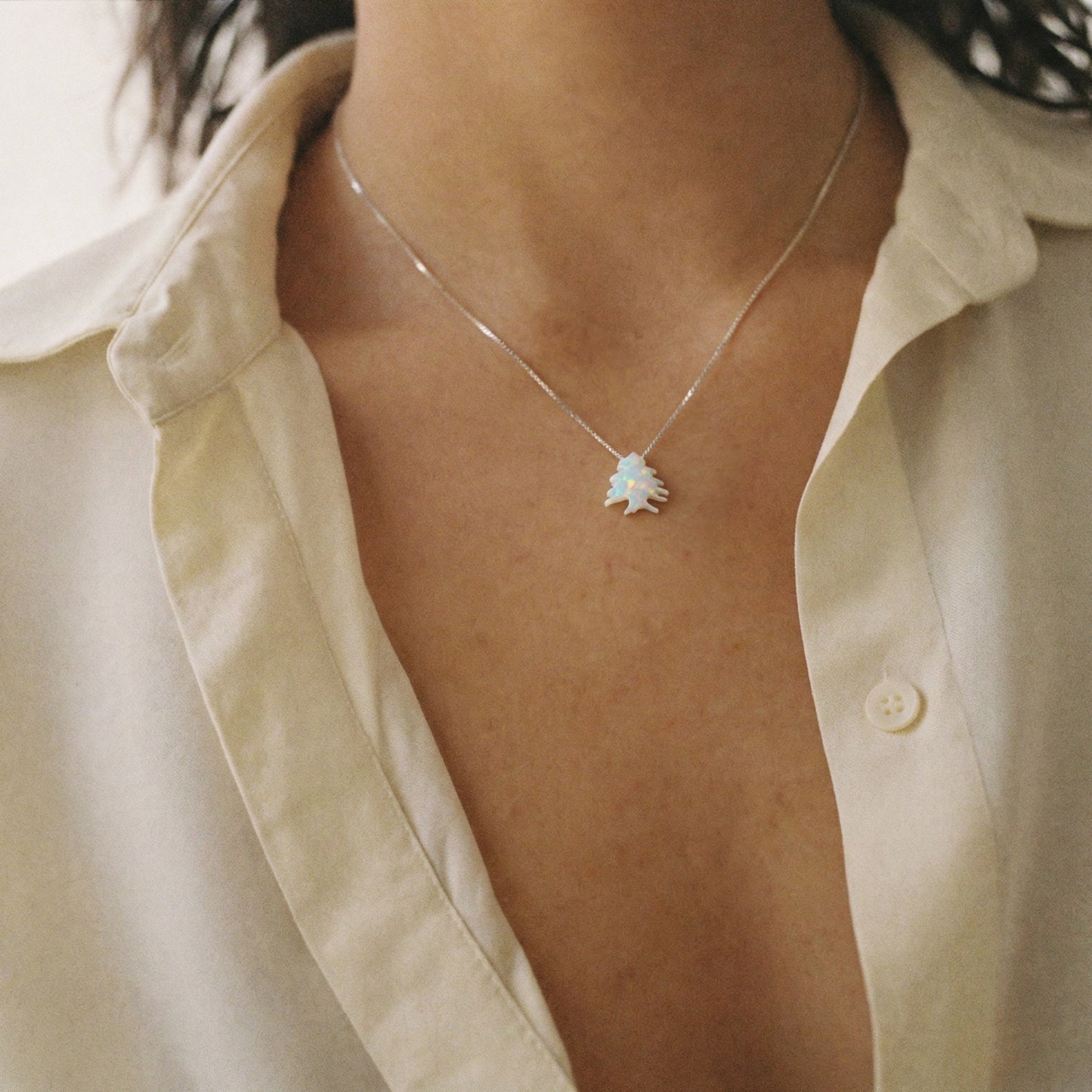 Opal Cedar Tree s925 Necklace
